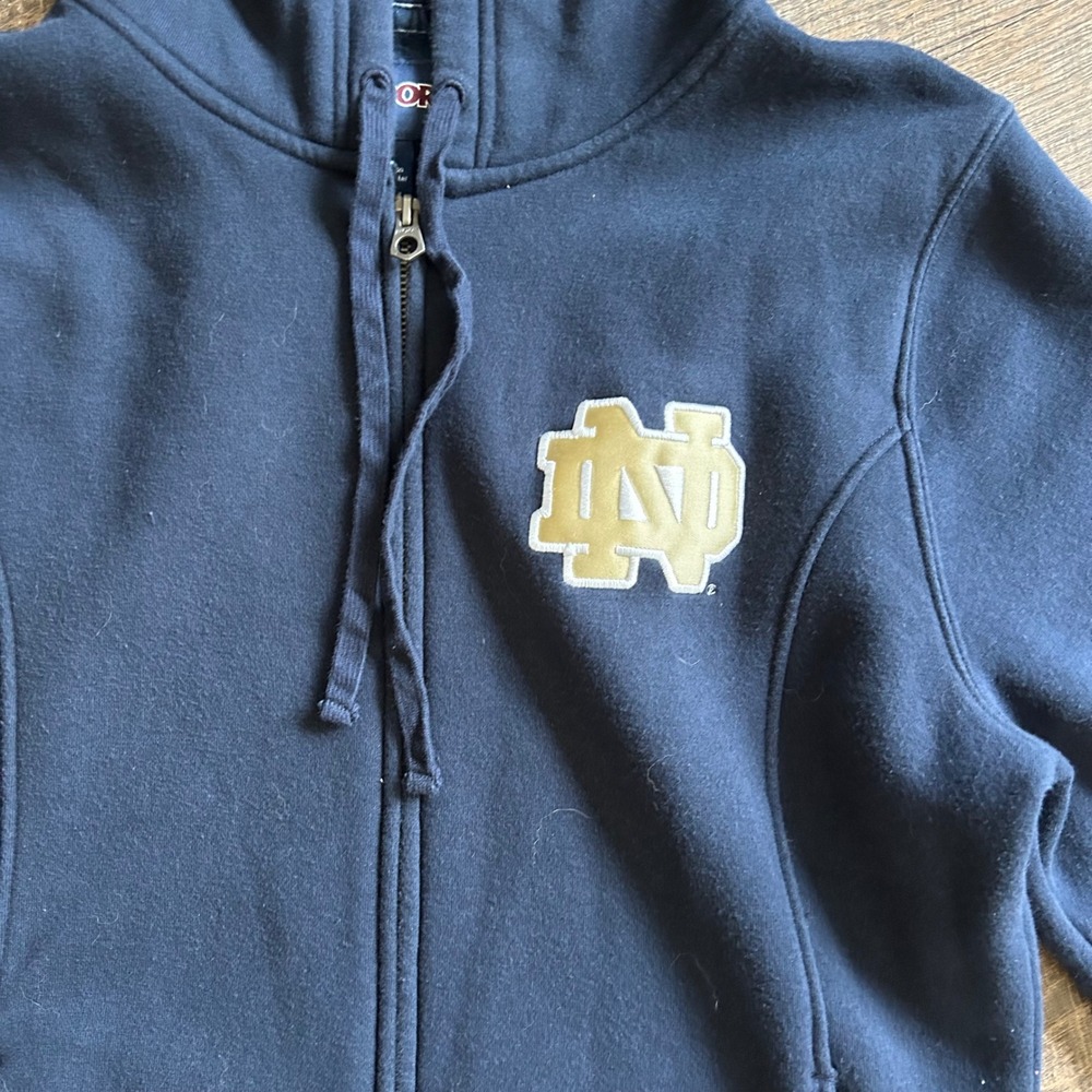 JanSport Notre Dame Fighting Irish Women's Large‎ Navy Blue Full Zip Hoodie NCAA - Picture 2 of 7